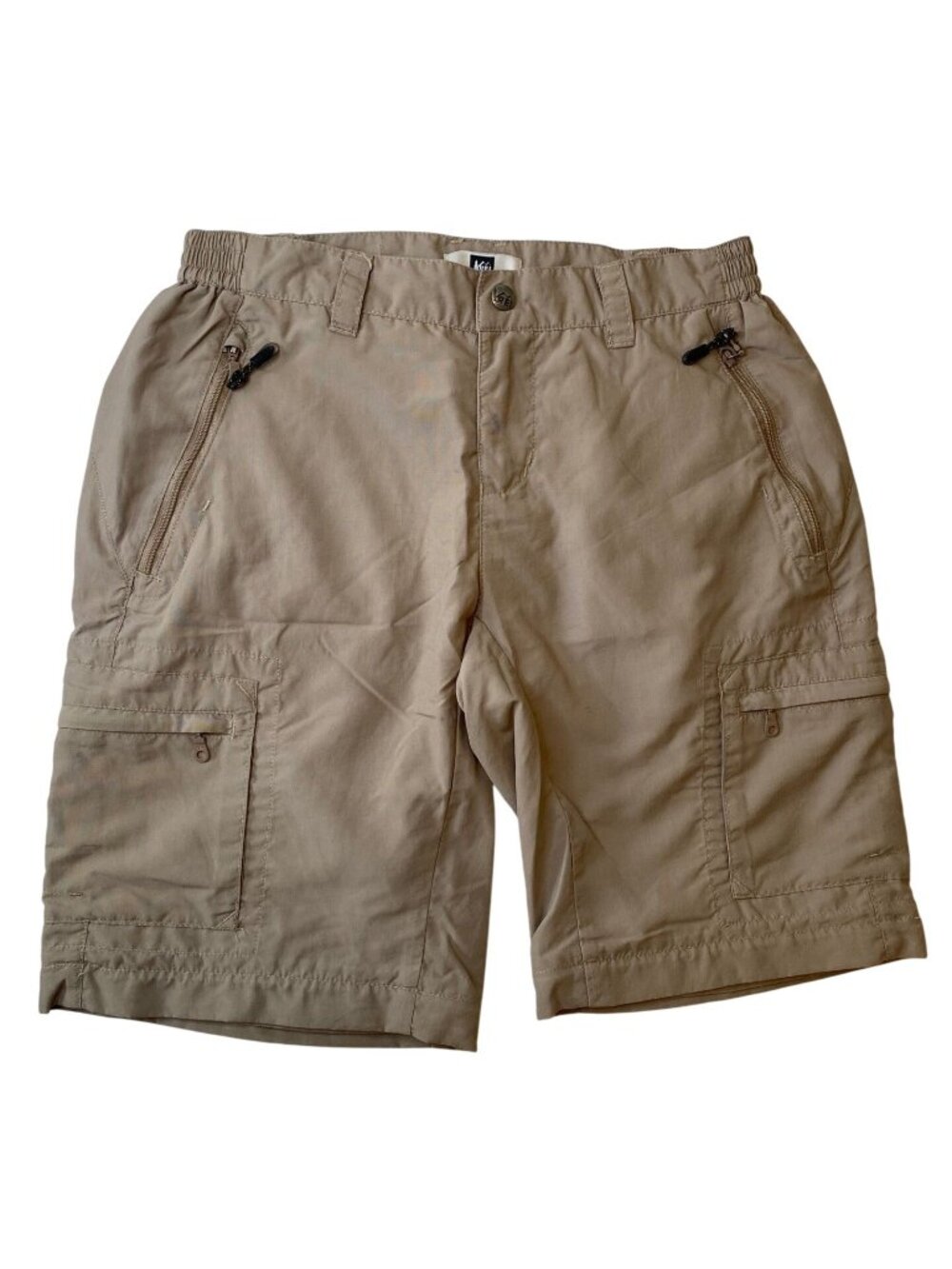 REI Coop Khaki Tan Cargo Hiking Shorts 4 P Women's Nylon Quick Dry Cool UPF50